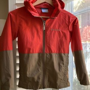 Columbia Kids Rain Jacket - Small (8) Red/Tan